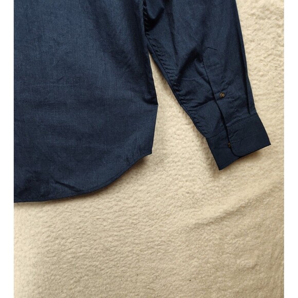 Old Navy Men Shirt Large Blue Cotton Blend Long Sleeve Button Down Regular Fit - Picture 14 of 16